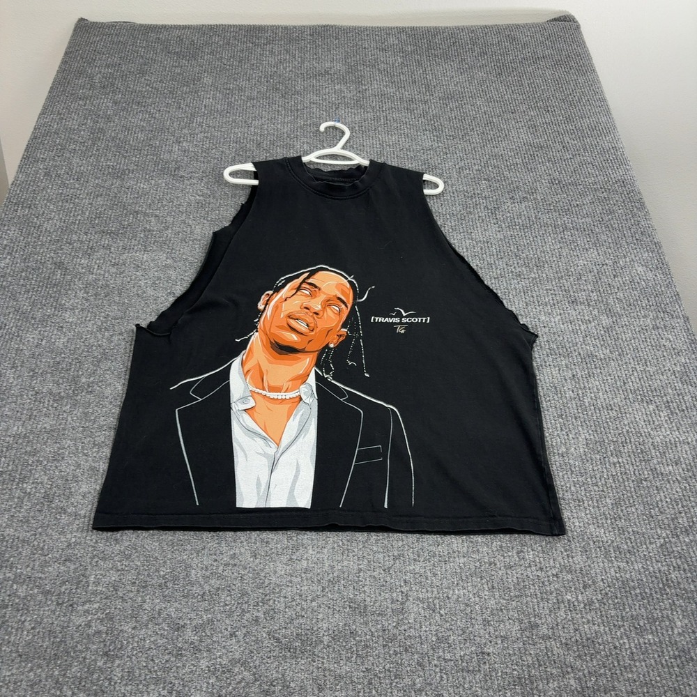 Travis Scott x Cesar T Shirt Mens XXL Black Cotton Graphic Muscle Tee Streetwear